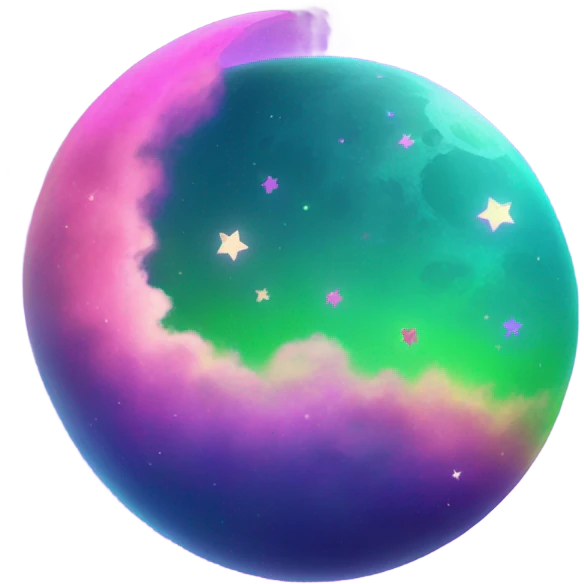 Neon rainbow moon with stars  emoji