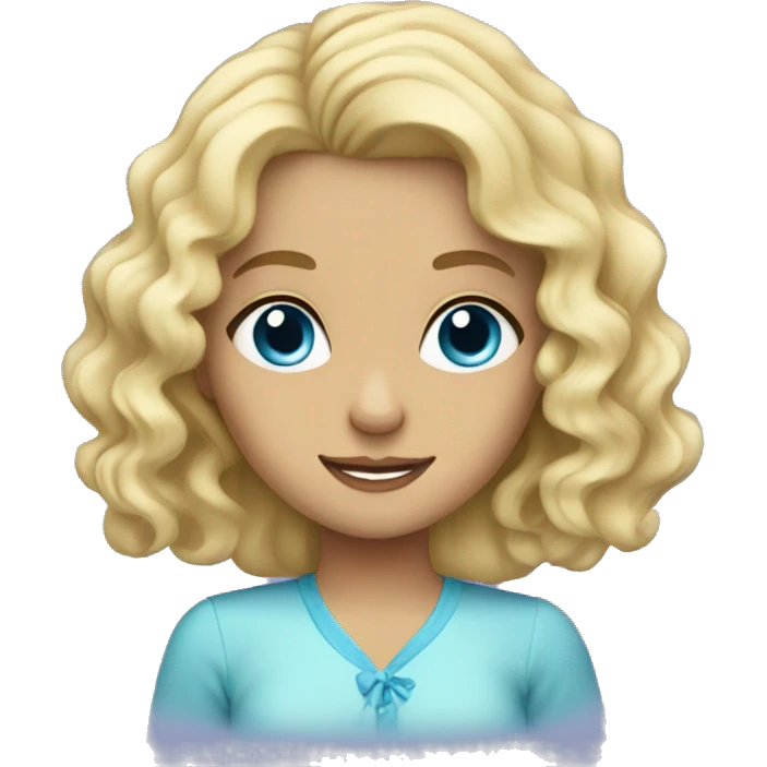 Blonde girl with wavy hair and blue eyes emoji