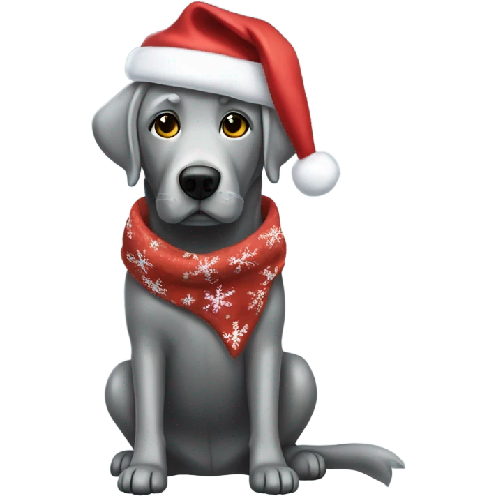 Silver lab with Christmas clothes emoji