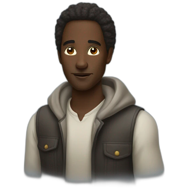 BLAK man have cirly hare emoji
