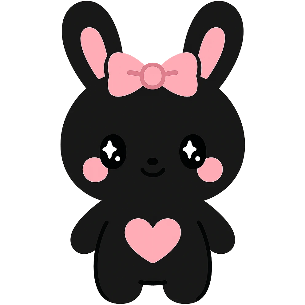 gothic bunny, black and pink emoji