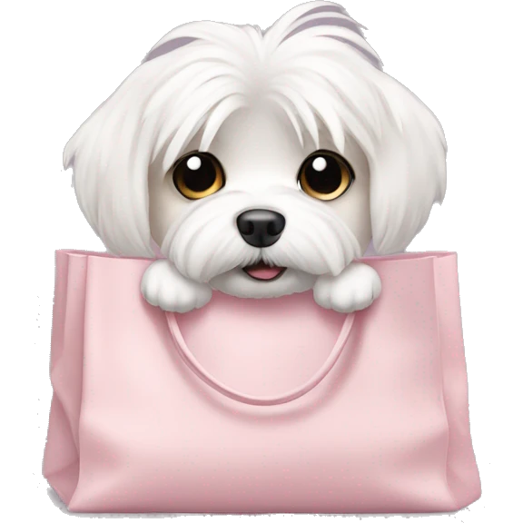 Maltese dog in a light pink bag emoji