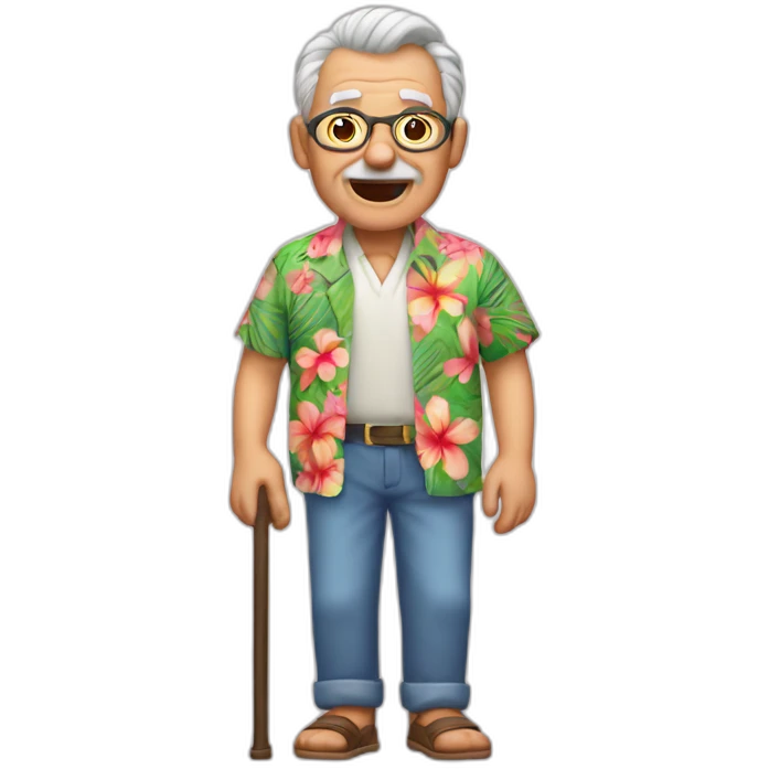 old man with cane and Hawaiian shirt emoji