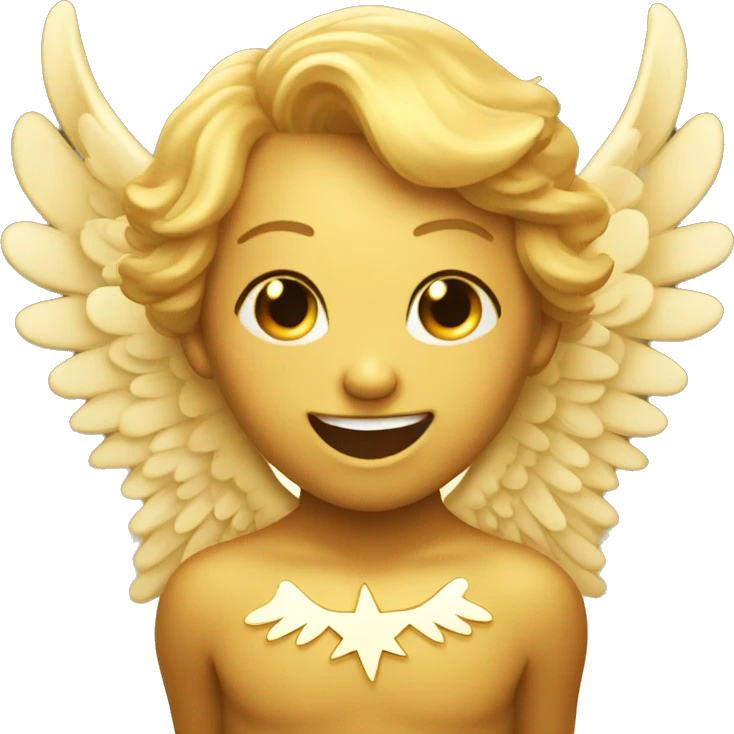 Golden smiling cute Star with angel wings  emoji