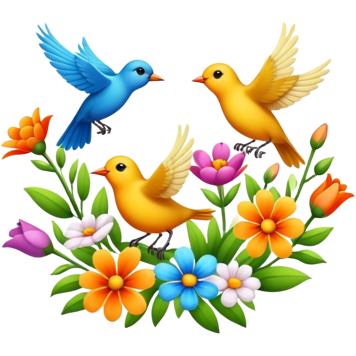 Spring flowers and birds emoji