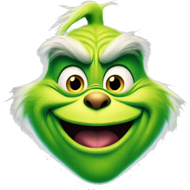 The Grinch smiling maniacally  emoji