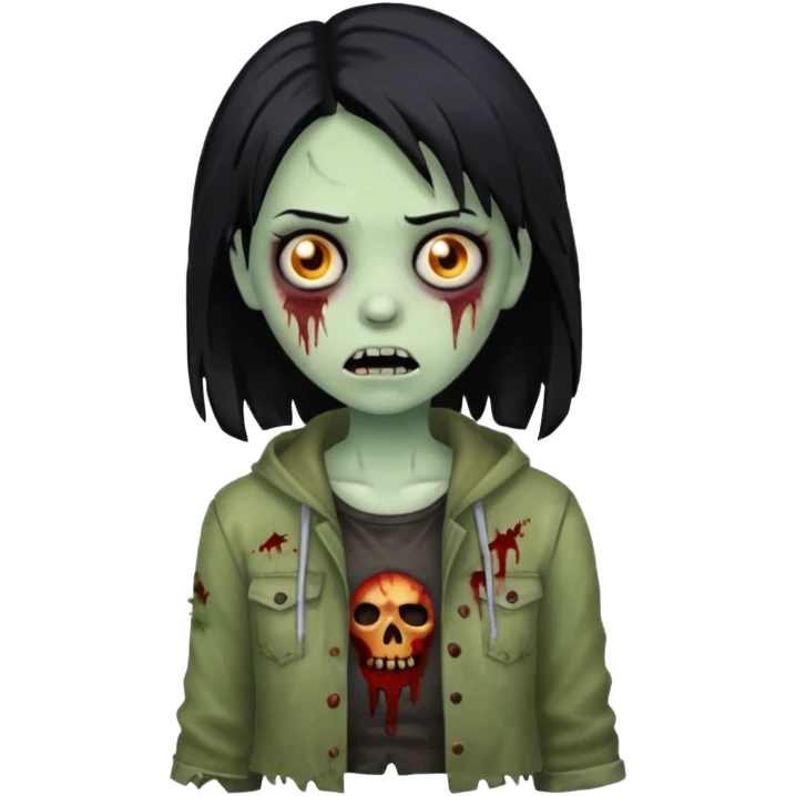 girl zombie with black hair emoji