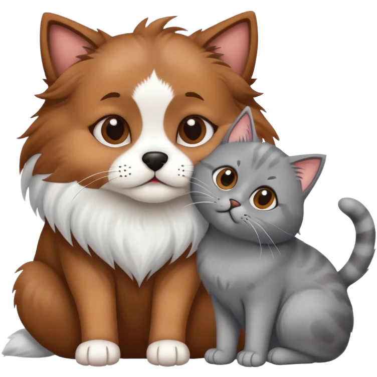 A dog kissing a cat emoji