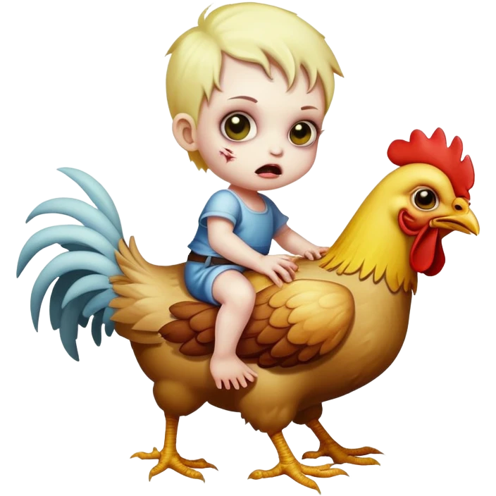 baby zombie riding a chicken emoji
