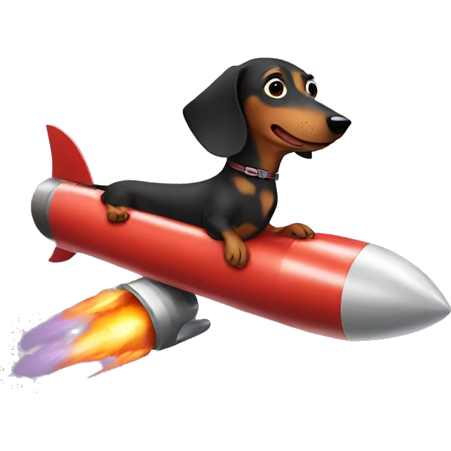 dachshund driving a rocket emoji