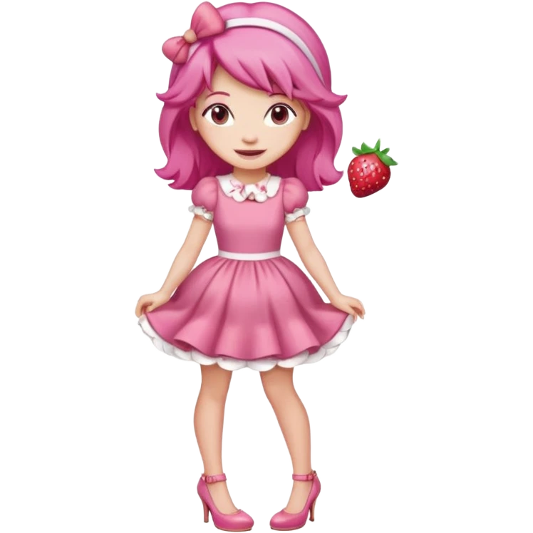 pretty and cute realistic modern day strawberry shortcake full body with high heels emoji emoji