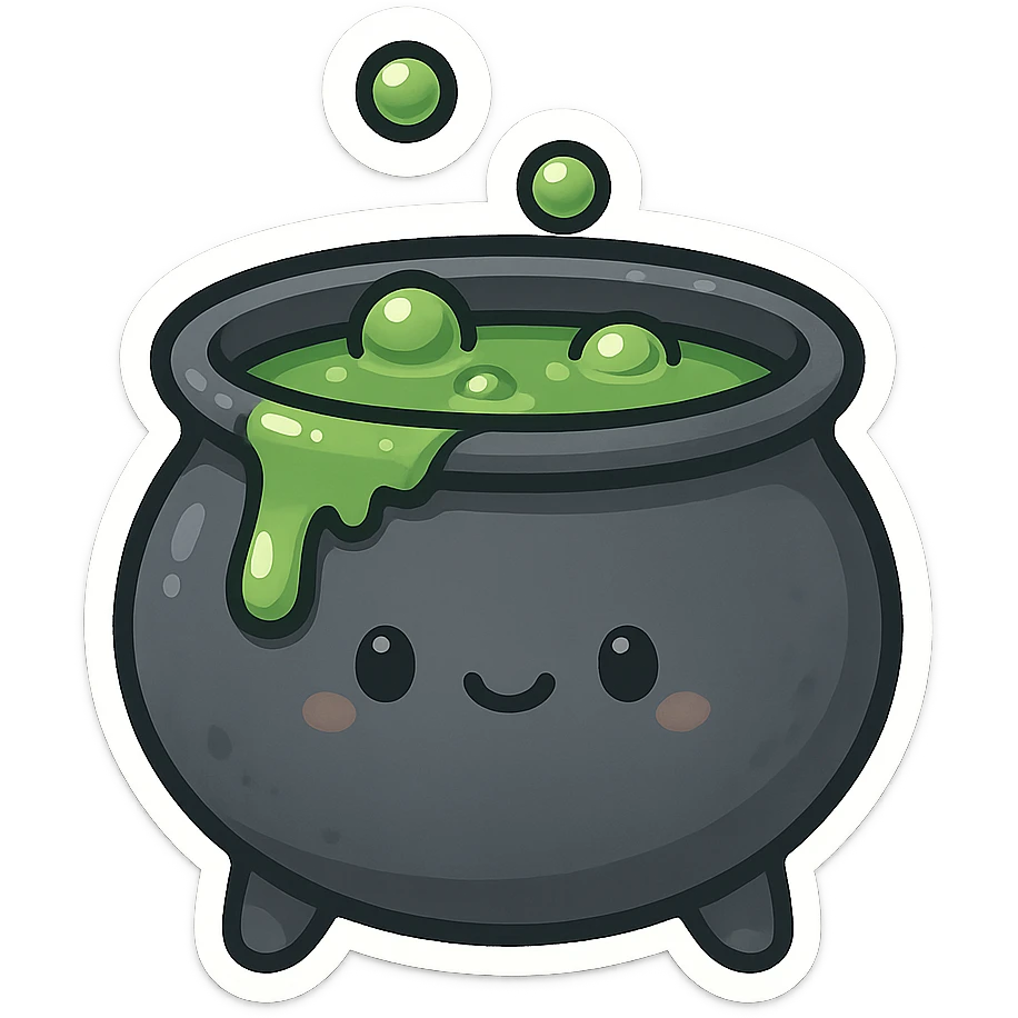 一口坩埚，锅里面装着一些绿色的液体 emoji