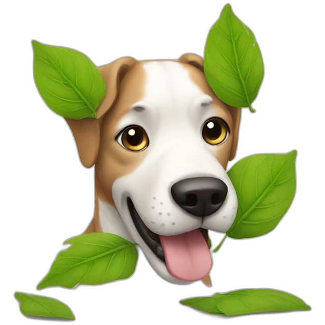 Dog eating leaves emoji