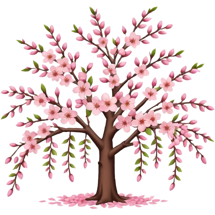 Realistic cherry blossom flowers, full bunches of flowers, on a tree, draped, high definition, realistic branches  emoji