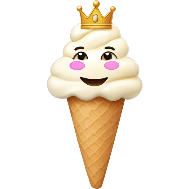 cream ice cream with happy face with queen crown emoji