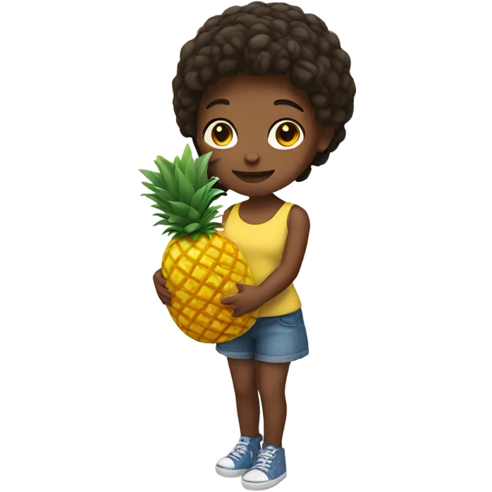 Girl holding pineapple emoji