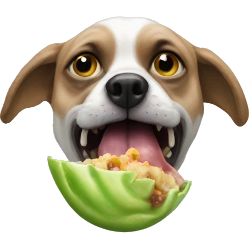 Dog eating an alien emoji