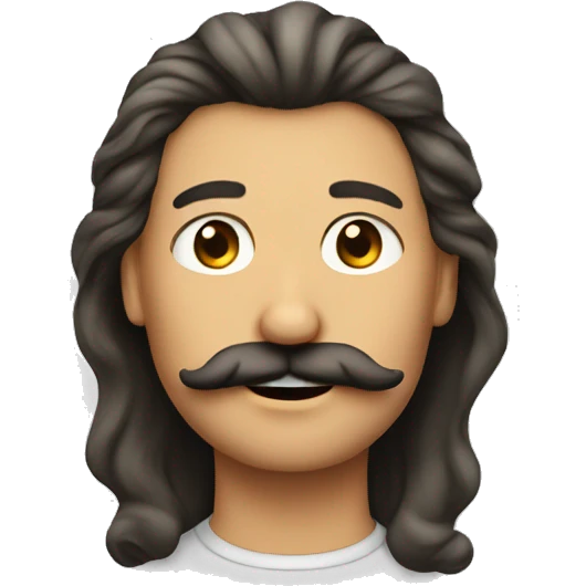 A man with hair of a girl and have mostache  emoji