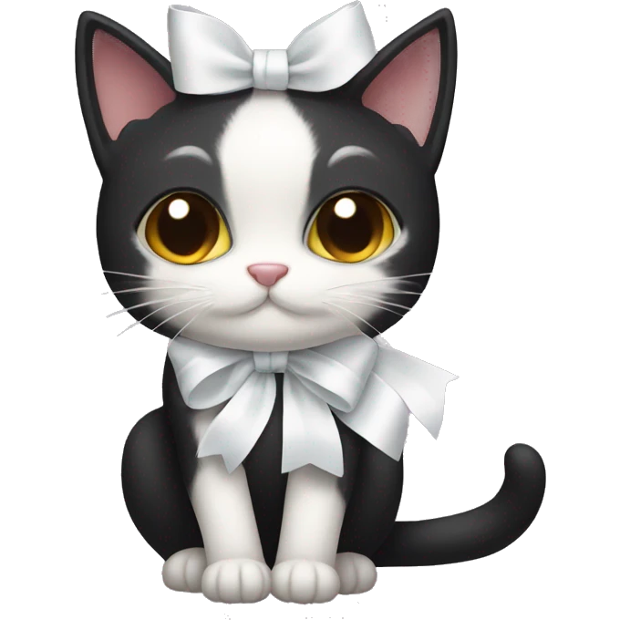 black cat with a white bow emoji