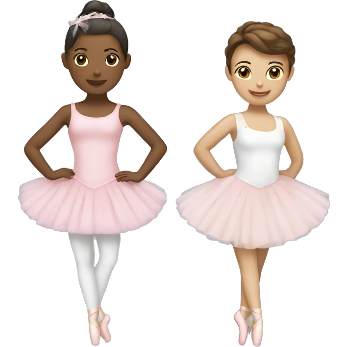 Two ballerina best friends one Hispanic and one white emoji