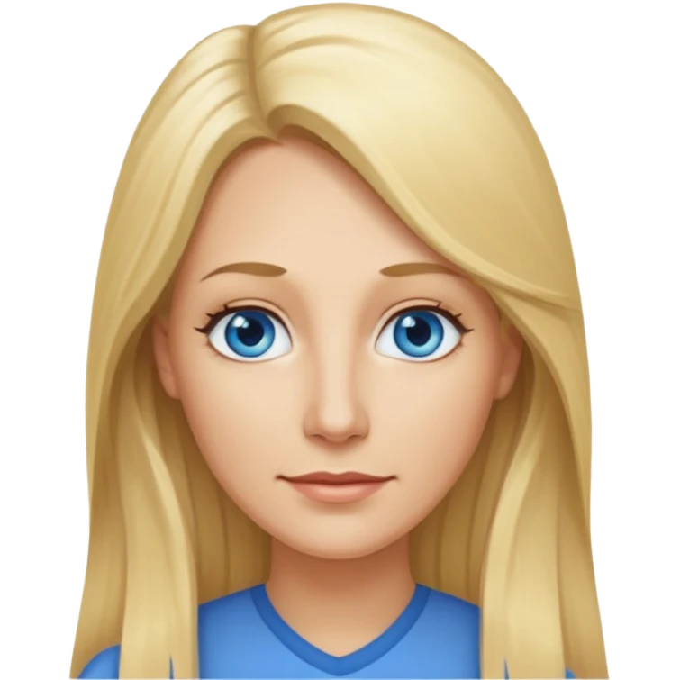 a 40 year old teacher with long blonde hair and blue eyes long face smaller eyes emoji