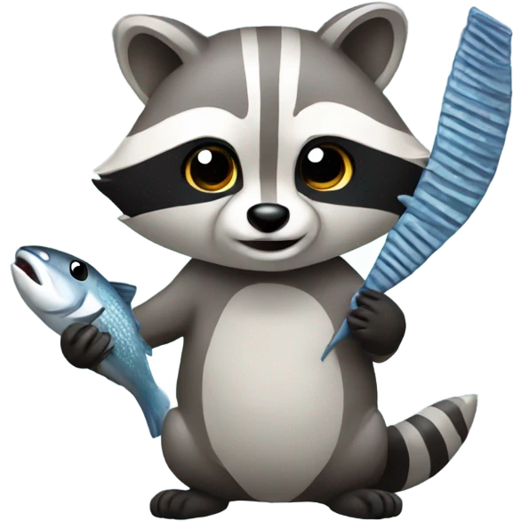 Raccoon holding fishbone emoji
