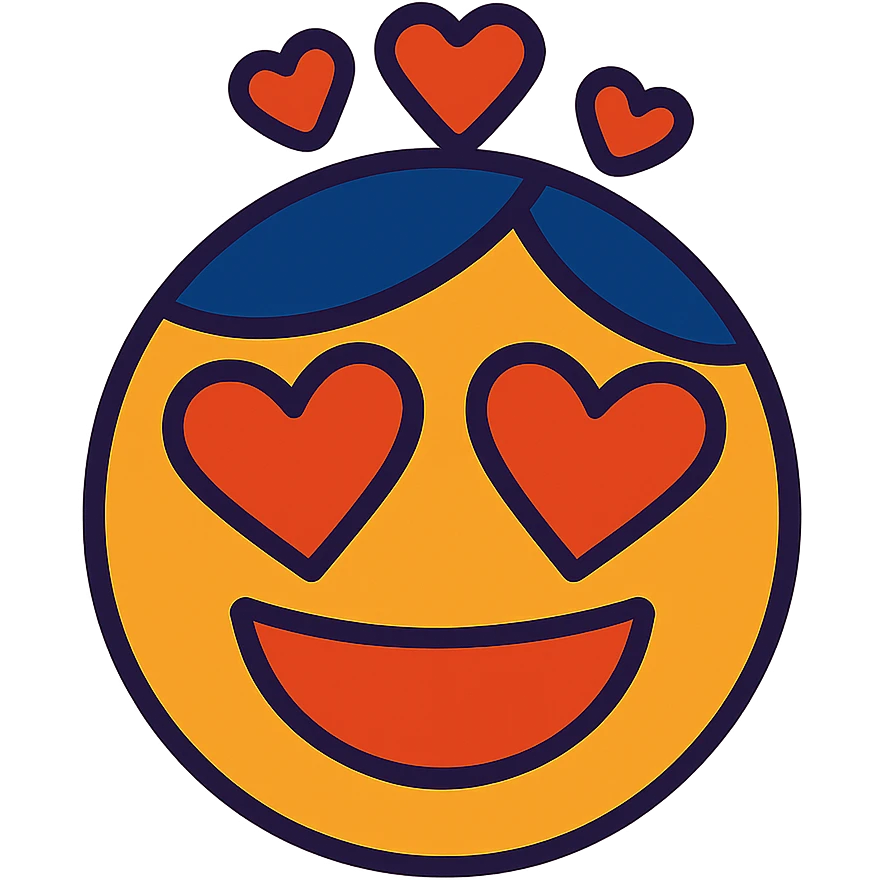 face bubbling with hearts emoji