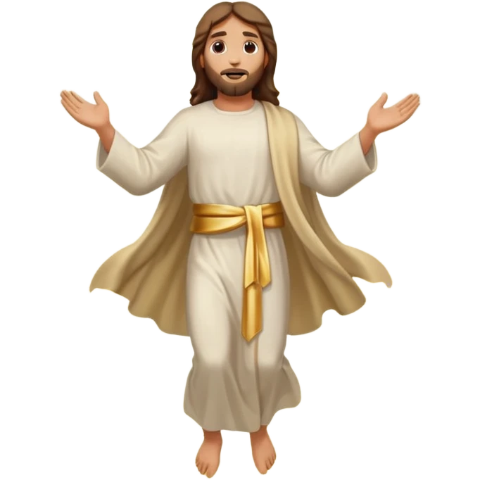 Ascension Day Jesus ascending into the sky with clouds and rays of light, peaceful and uplifting, holiday emoji style emoji