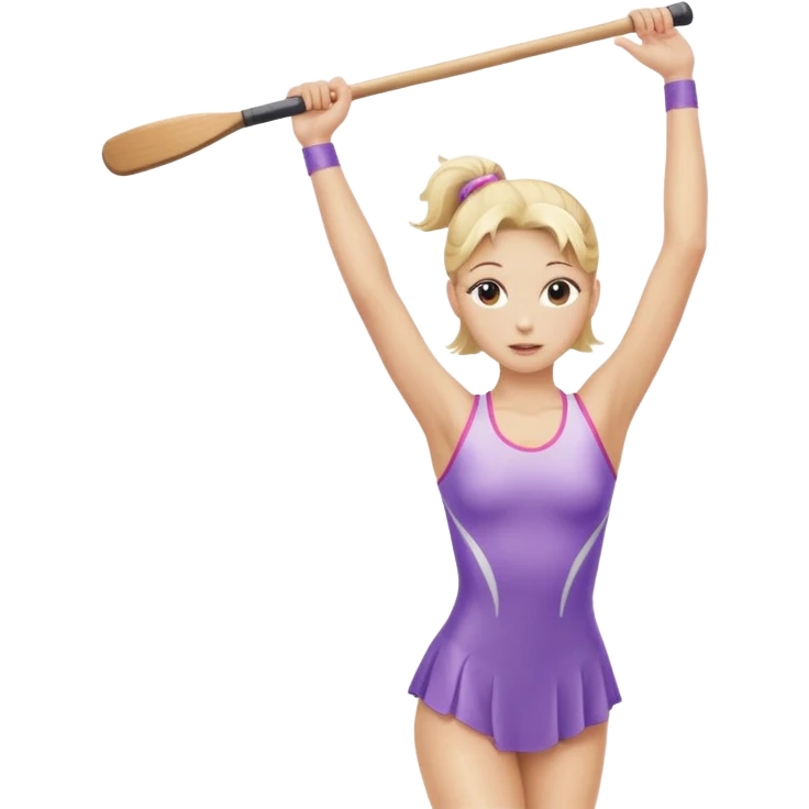 blonde rhythmic gymnast holding clubs overhead emoji