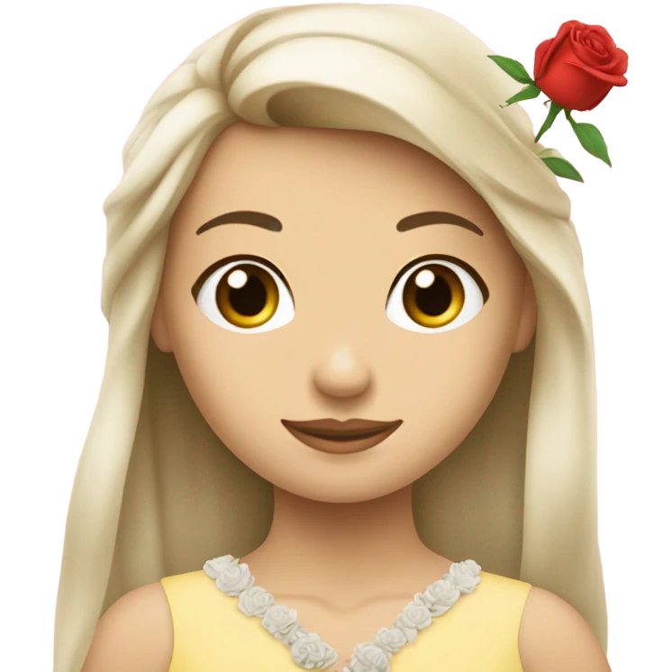 Prinzessin mit einer weißen ros emoji