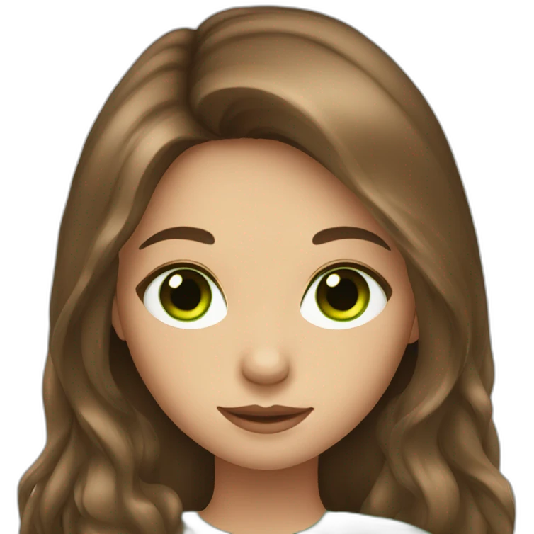 Girl with brown long hair and green eyes emoji