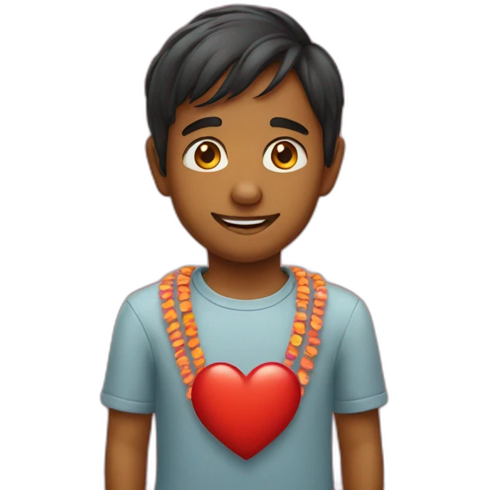 indian boy with love hearts emoji