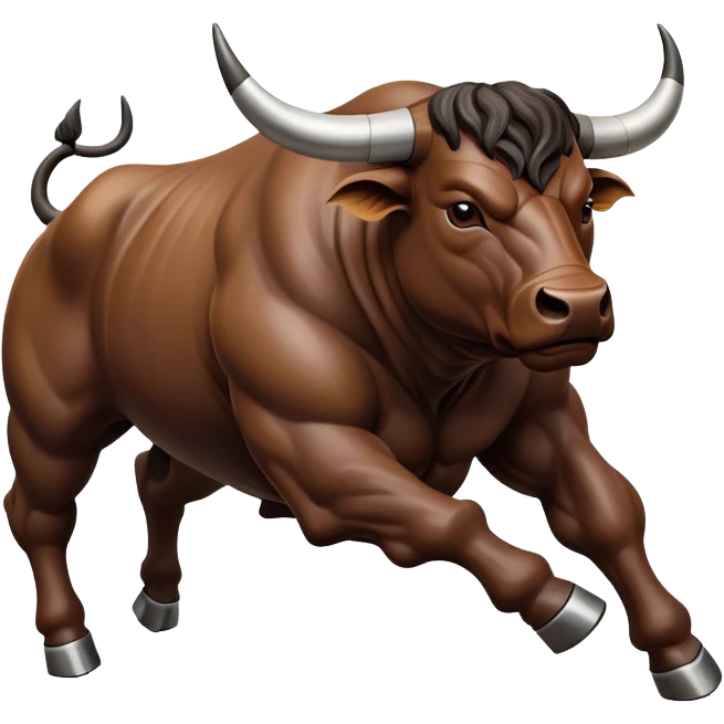 Cinematic Realistic depiction of a powerful Spanish charging bull, rendered with dynamic muscle definition and detailed, textured hide, set against a dramatic backdrop with intense, action-packed lighting emoji
