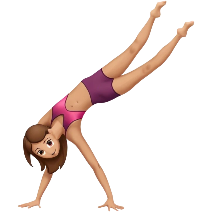 White girl with brownhair, gymnast doing a cartwheel emoji