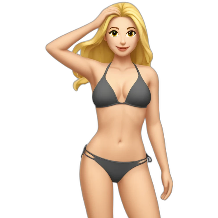 Sexy pose Soft-fit Caucasian woman bikini (hands-in-hair pose) (full body) emoji