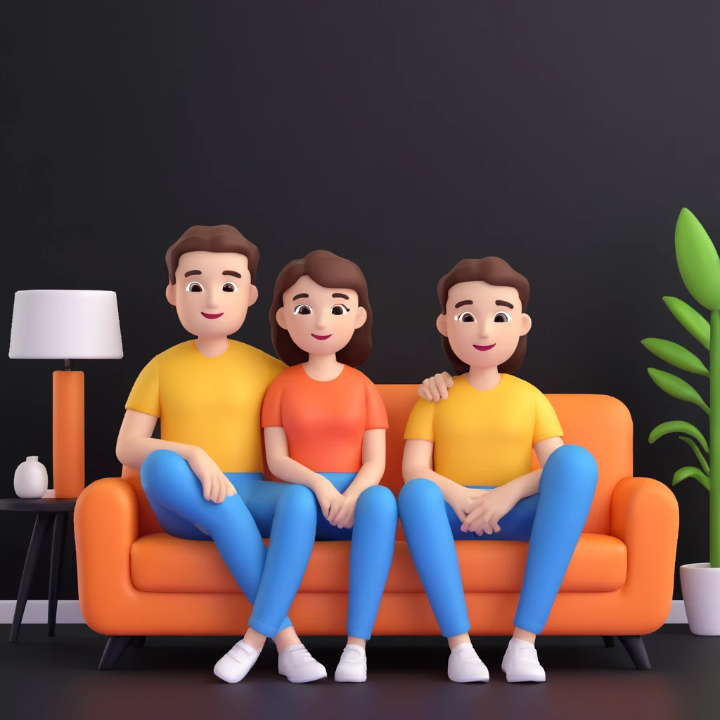  couple posing, close up pose, living room background emoji