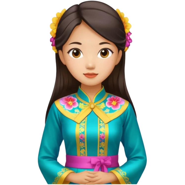 Asian girl wearing traditional ao dai Vietnamese clothes emoji