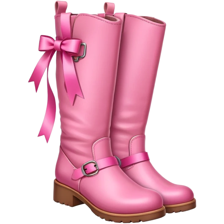 Pink boots with a pink ribbon  emoji