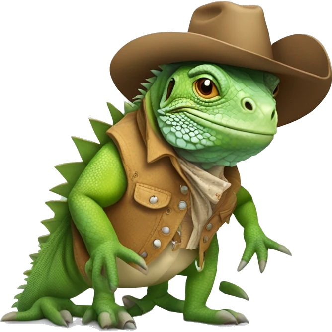 iguana wearing cowboy boots emoji