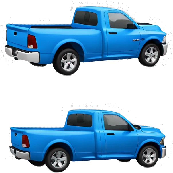 Smurf blue colored truck. The truck is a ram 2017 hemi single cab. Make it look like a cartoon or Lego please emoji