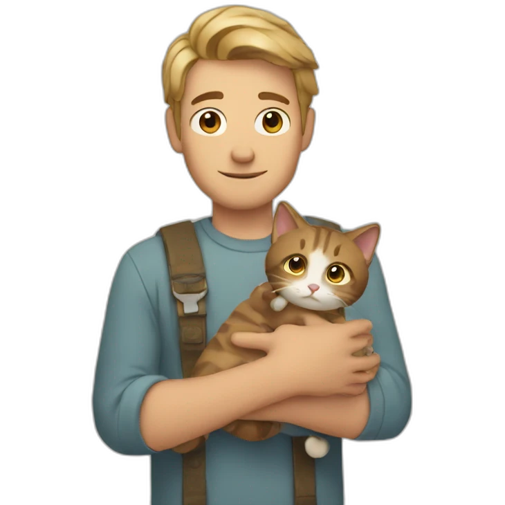 Steve holding a cat emoji