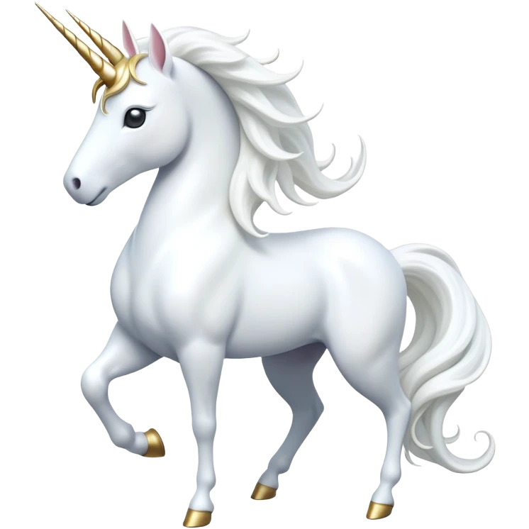 cinematic-beautiful-white-unicorn-full body-emoji,-poised-and-regal,-with-a-slender,-ethereal-form-draped-in-a-pristine-white-color,-a-flowing-mane-and-tail,-and-a-glistening,-spiraled-horn-that-radiates-pure-light,-simplified-yet-sharp-and-majestic, zoomed out to show a majestic unicorn emoji