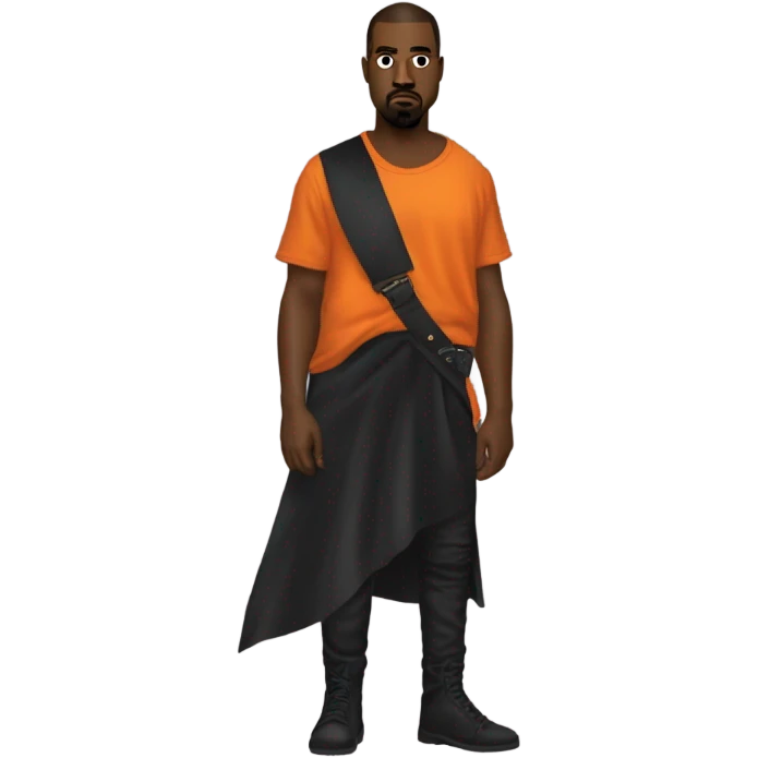 Kanye West vestido con una camiseta que tenga un zorro y que sea naranja emoji
