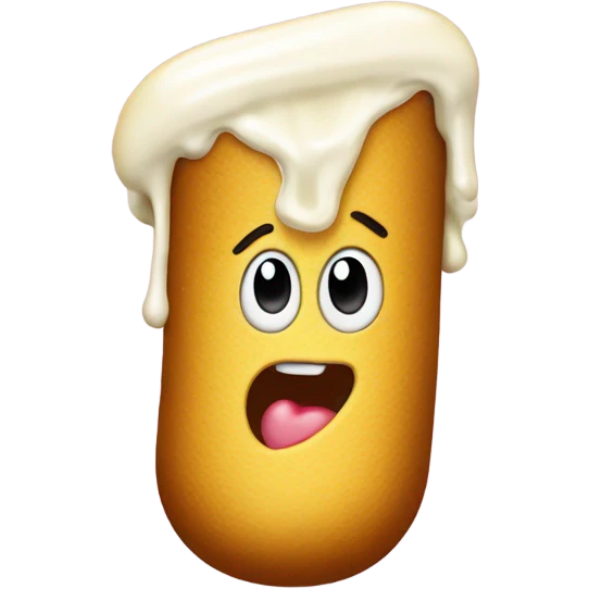 A Twinkie with cream pouring out of the end emoji