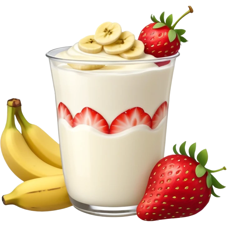 Yogurt with strawberries and bananas emoji