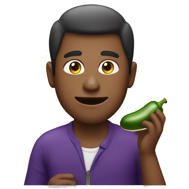 Man eating eggplant emoji