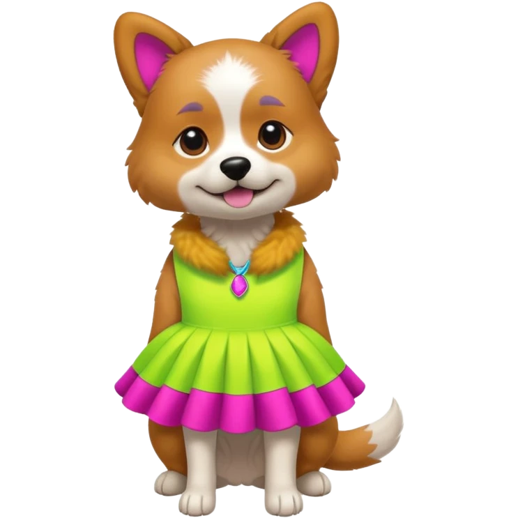 DOG wearring neon fashion dress emoji