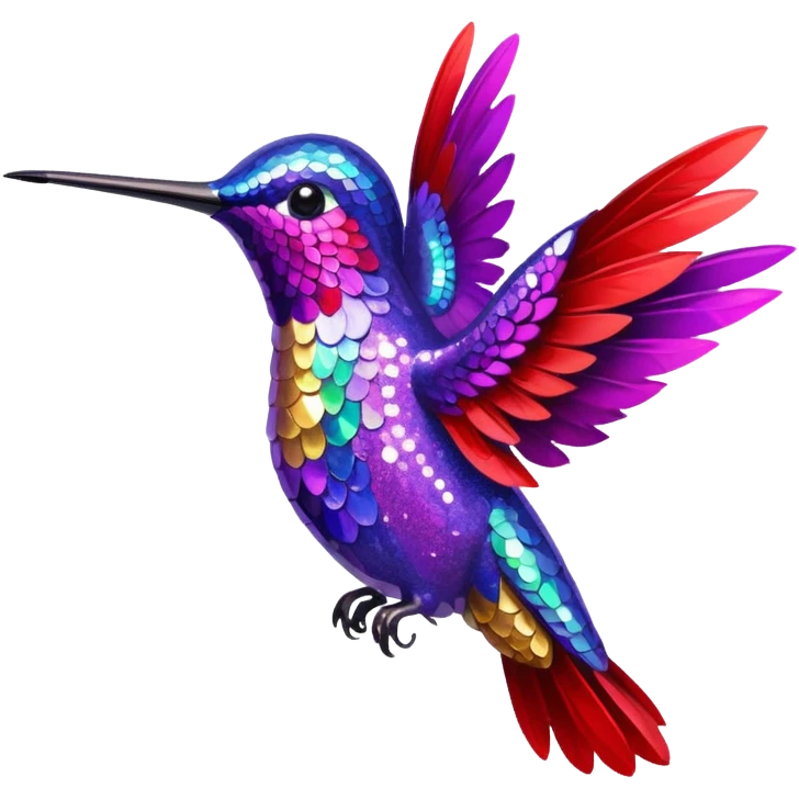 hummingbird with red and purple with glitter emoji