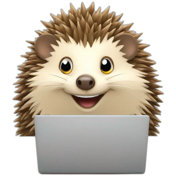 smiling hedgehog working behind a laptop emoji