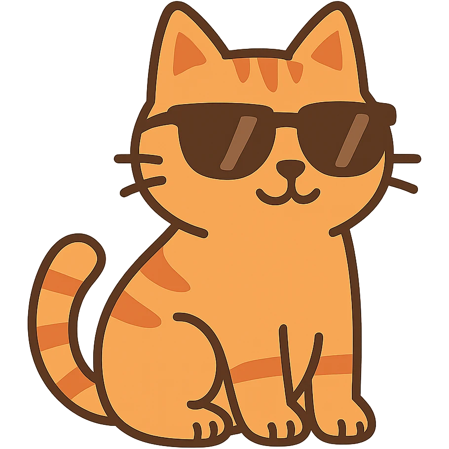 flat toon style cat wearing sunglasses emoji